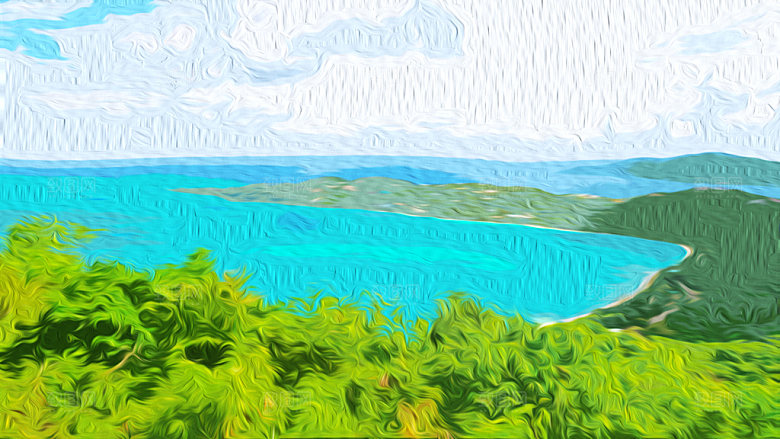 风光山川自然油画背景