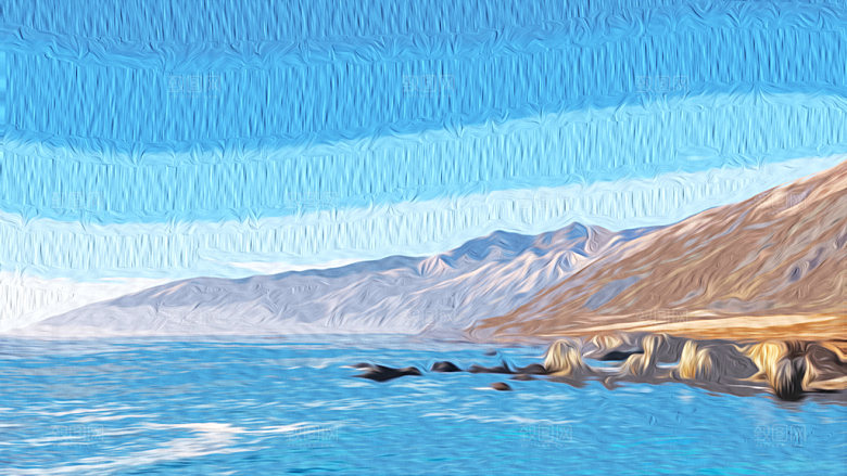 蓝色油画质感背景