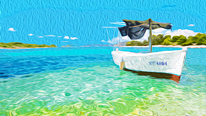 蓝色海洋油画背景