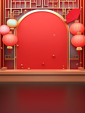 新春中国年红色背景图