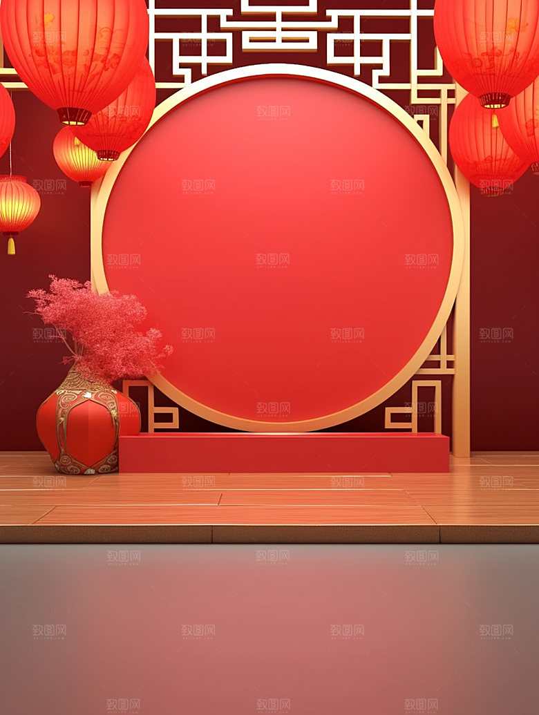 新春红色春节背景图