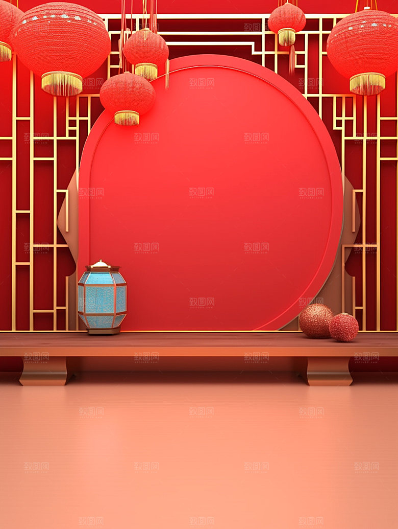 新春红色中国年背景图