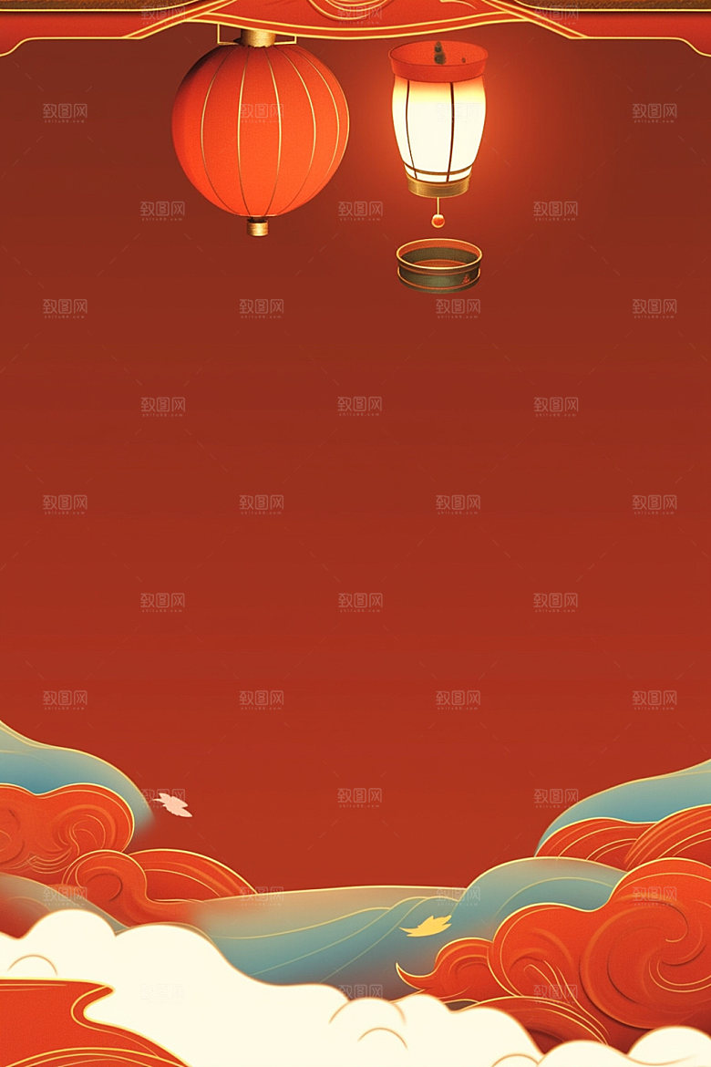 新春红色促销背景图