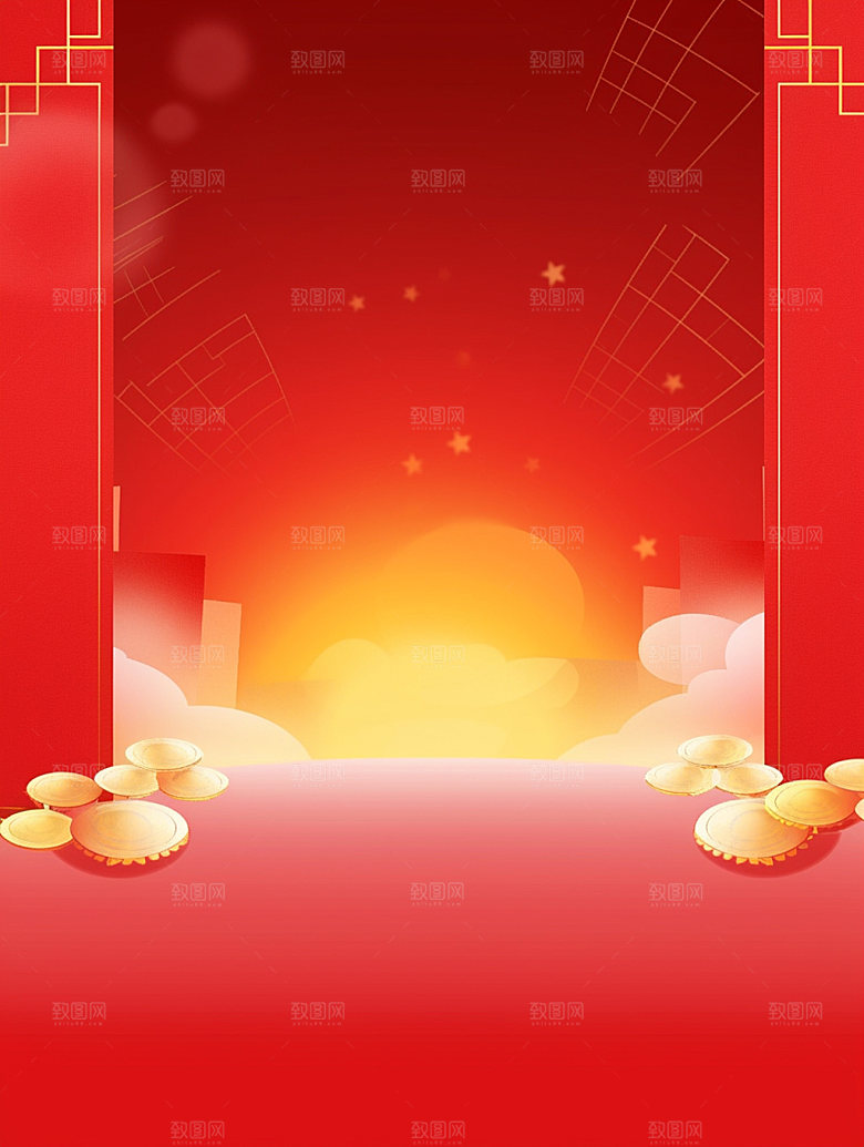 新春红色中国年背景图