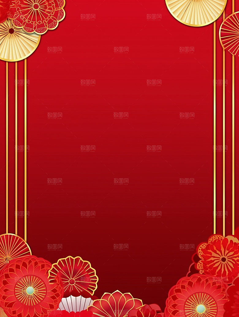 新春红色UI元素背景图