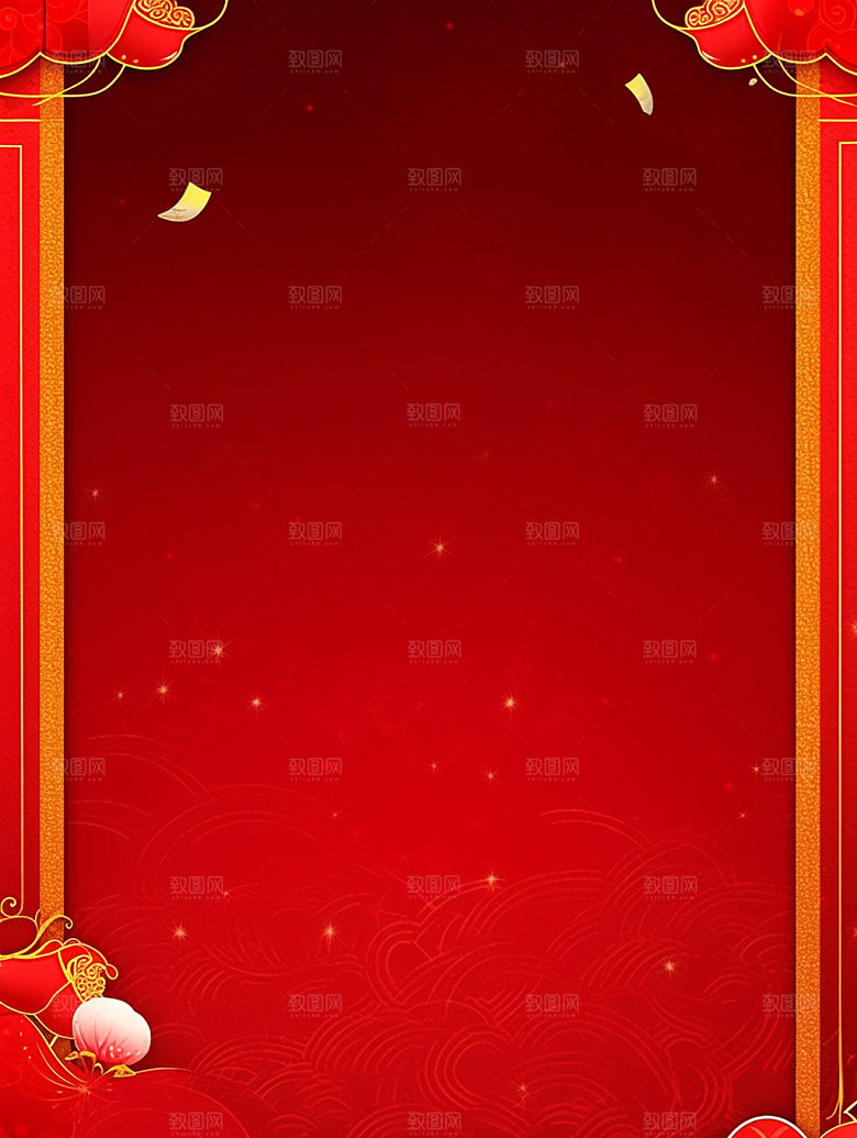 新春红色UI元素背景图