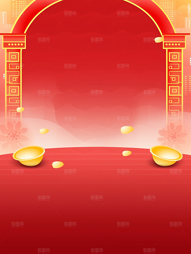 新春红色促销背景图