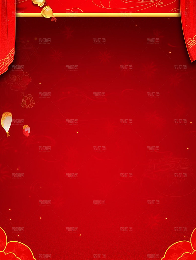 新春红色UI元素背景图