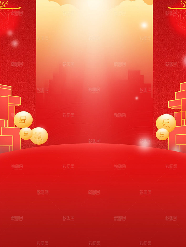 新春红色春节背景图