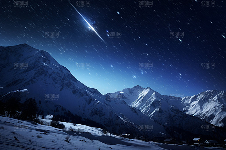 星空夜晚风景摄影图