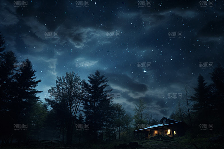 星空高清夜晚摄影图