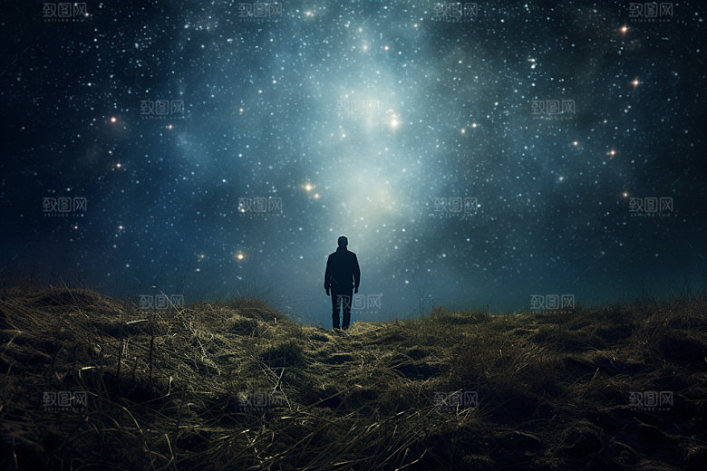 星空高清夜晚摄影图