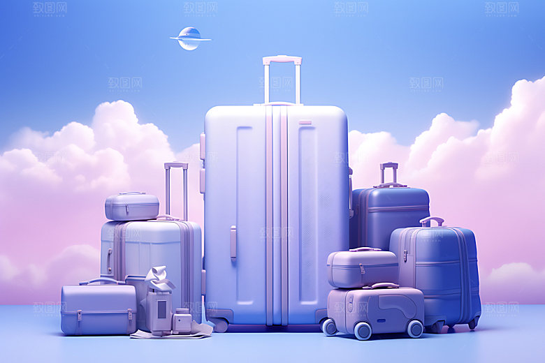 行李箱模型箱包效果图