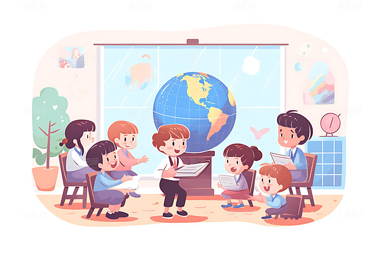儿童兴趣班学习课外班插画