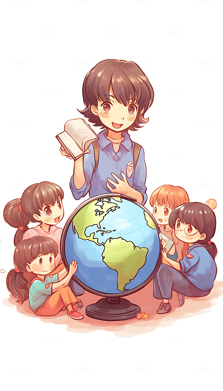 儿童兴趣班学习夏令营插画