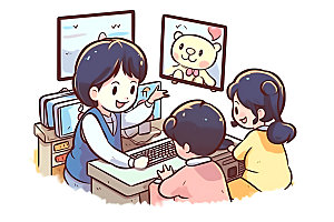 儿童兴趣班夏令营辅导班插画