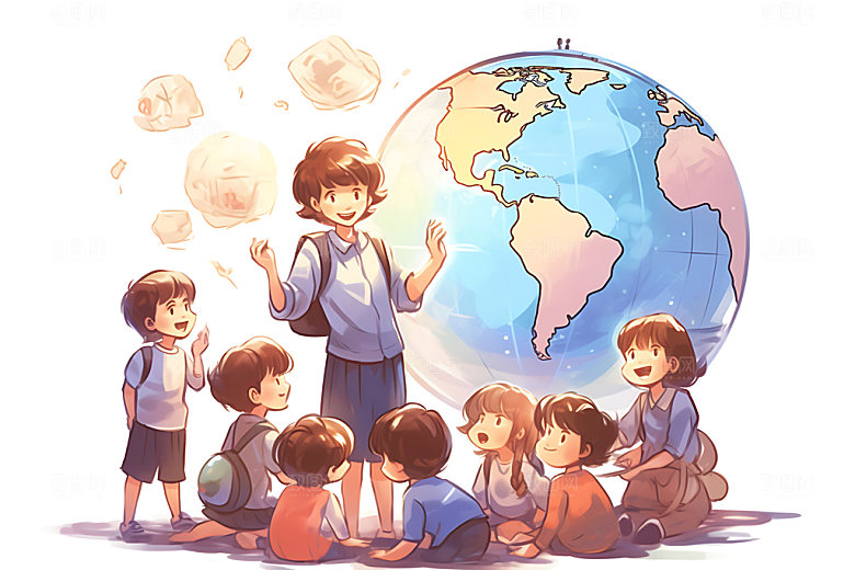 儿童兴趣班学习夏令营插画