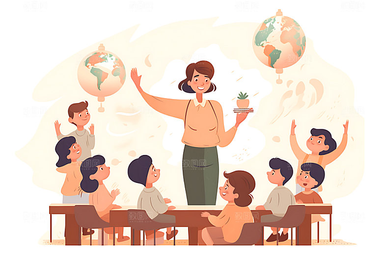 儿童兴趣班夏令营手绘插画
