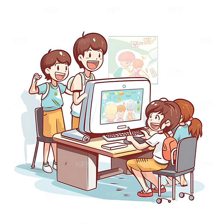 儿童兴趣班夏令营辅导班插画