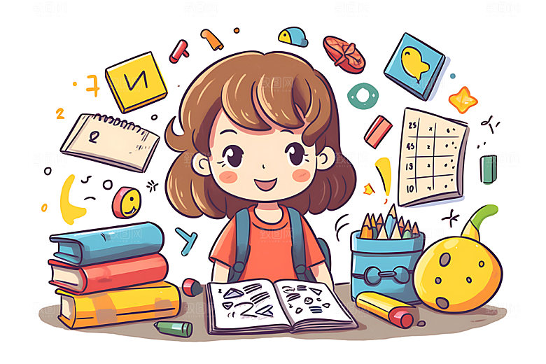 儿童兴趣班学习课外班插画