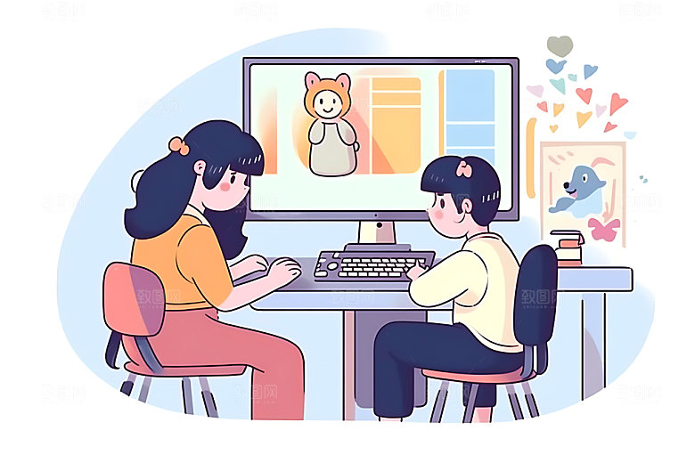 儿童兴趣班夏令营辅导班插画