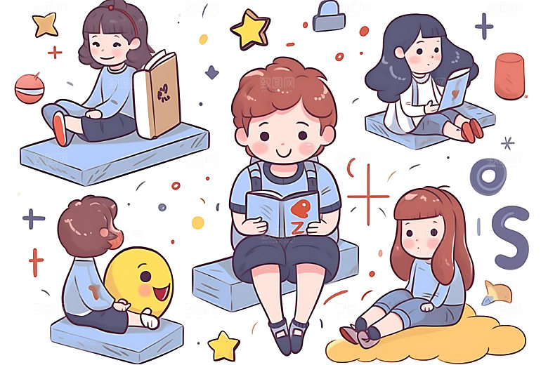 儿童兴趣班课外班手绘插画