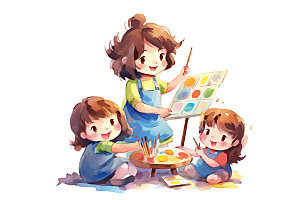 儿童兴趣班艺术培训夏令营插画