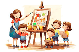 儿童兴趣班培训班手绘插画