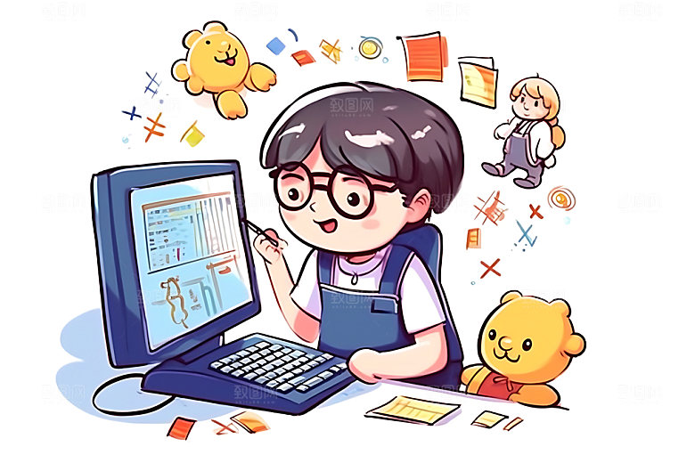 儿童兴趣班课外班手绘插画