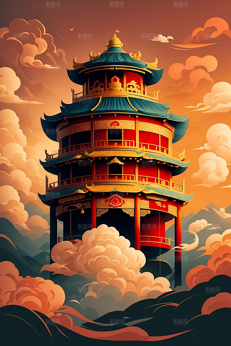 醒狮狮子传统文化插画