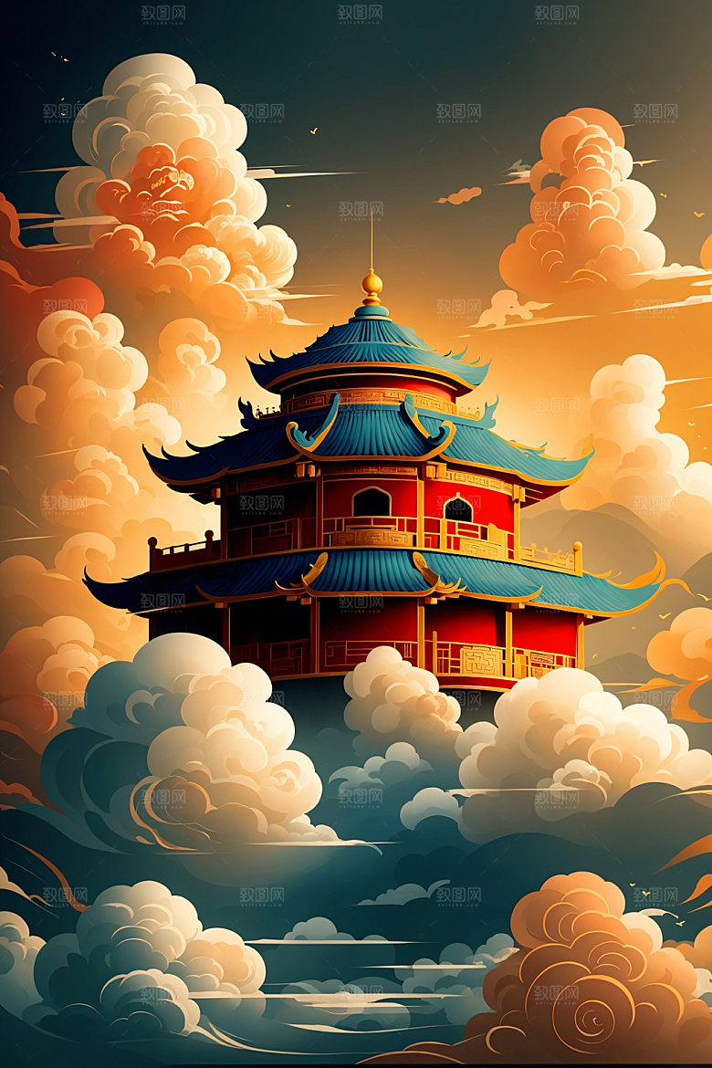 醒狮中国风狮子插画