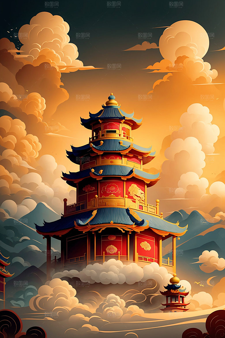 醒狮狮子舞狮插画