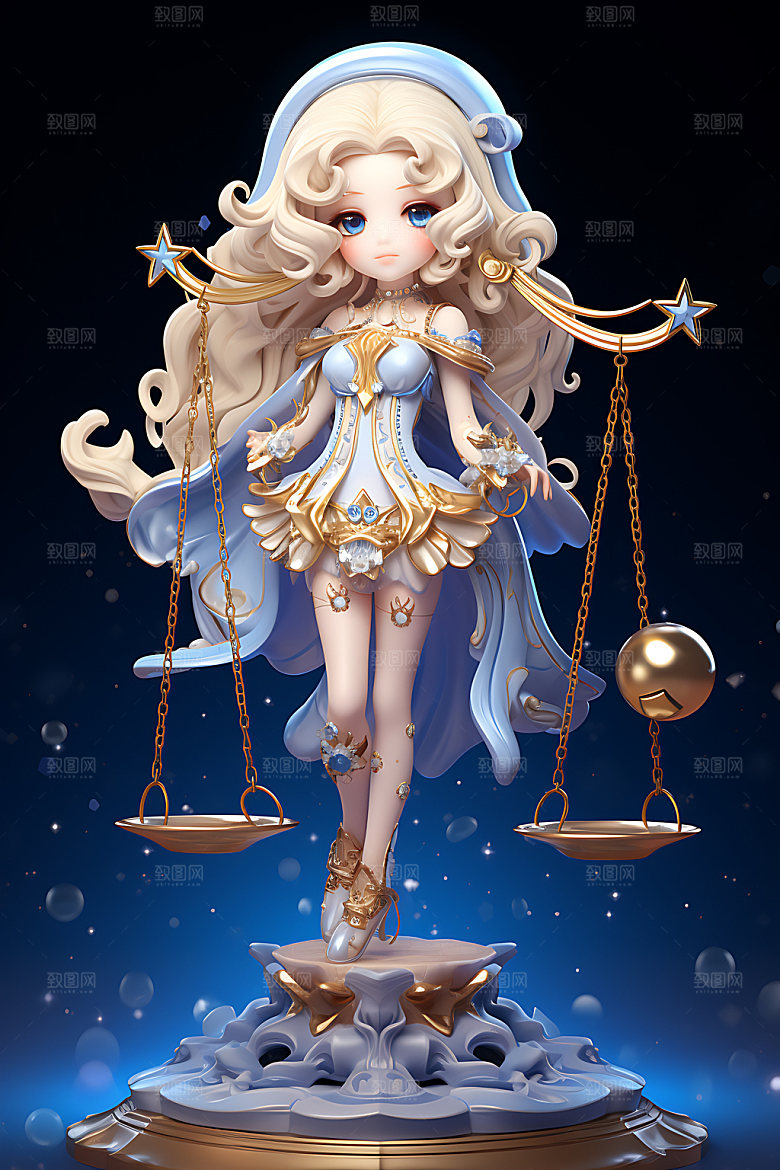 十二星座人物立体甜美模型