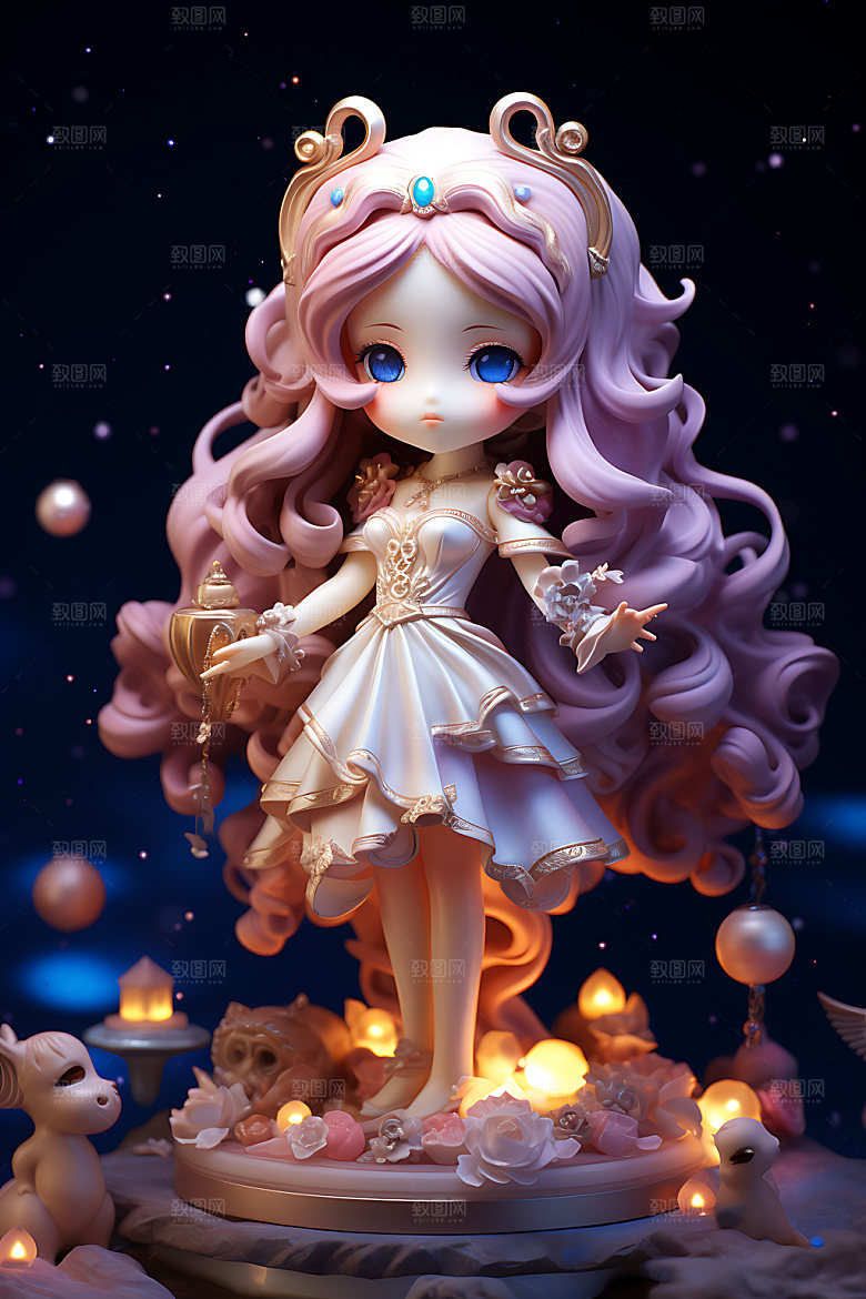 十二星座人物IP形象3D模型