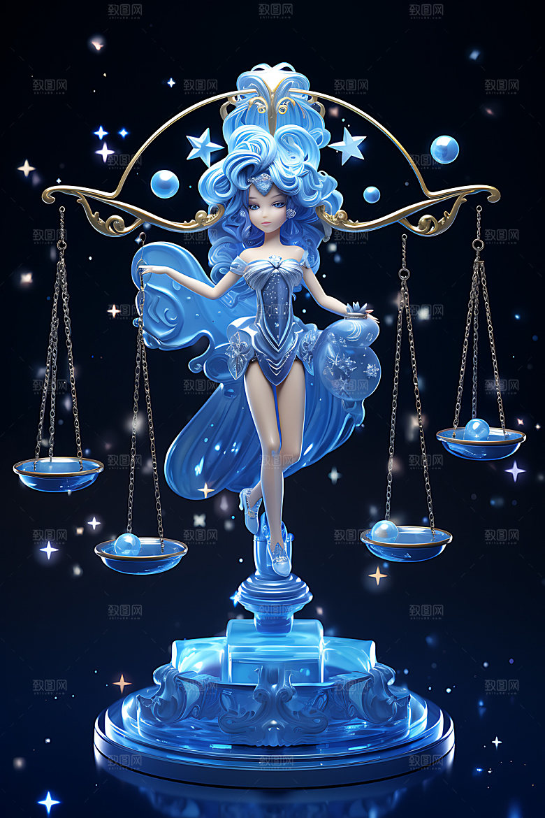 十二星座人物星座拟人IP形象模型