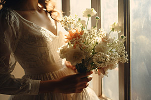 新娘手捧花高清花卉摄影图