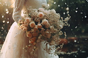 新娘手捧花美丽结婚摄影图