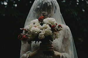 新娘手捧花婚礼高清摄影图