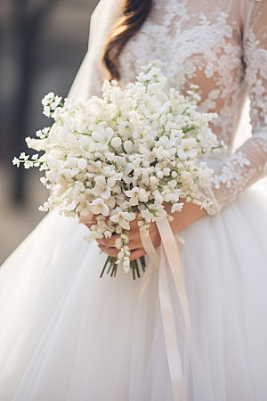 新娘手捧花美丽花卉摄影图