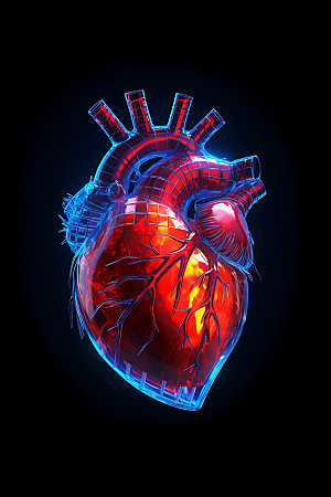 光效心脏技术医疗信息创意元素