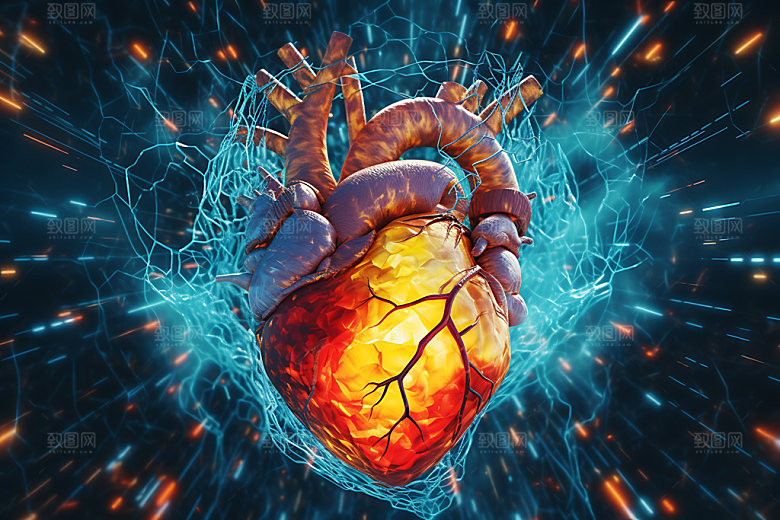光效心脏医疗科技心脏创意元素
