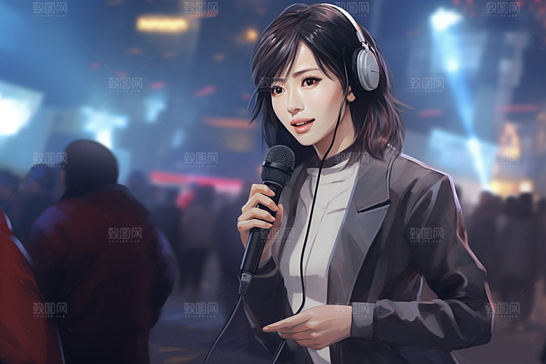 新闻媒体采访记者矢量图