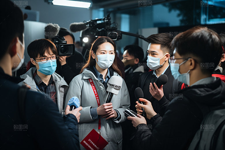 新闻媒体现场场景采访矢量图