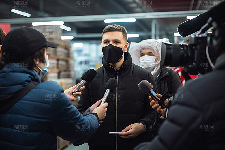 新闻媒体主持人现场场景矢量图