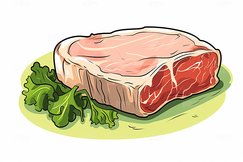新鲜肉类美食插画牛排矢量素材