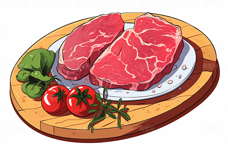 新鲜肉类食品生鲜写实风矢量素材