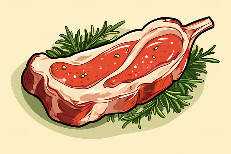 新鲜肉类牛排写实风矢量素材