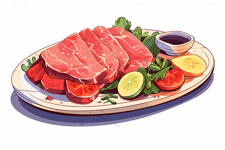 新鲜肉类美食插画烤鸡矢量素材