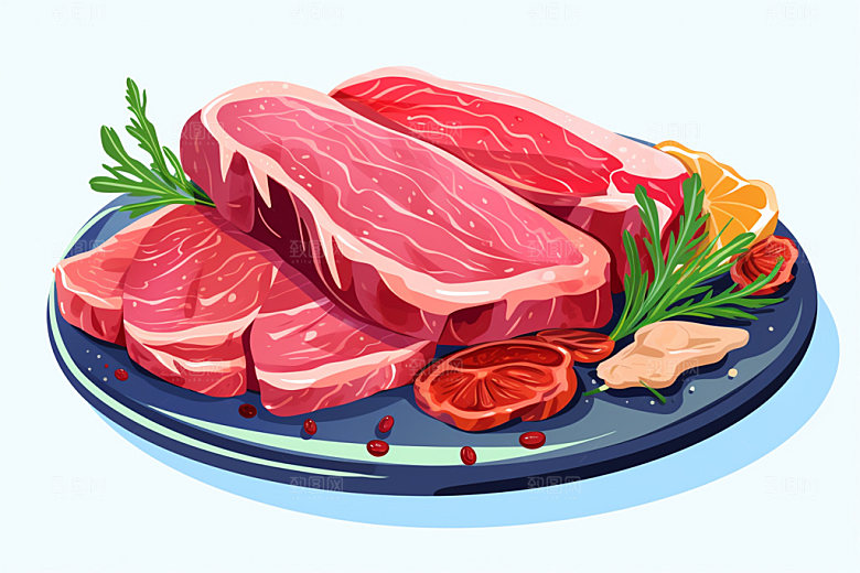 新鲜肉类食品生鲜牛排矢量素材