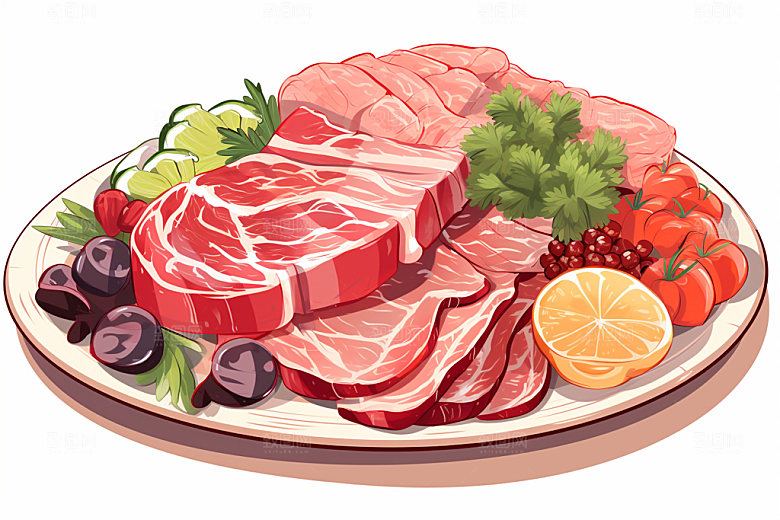 新鲜肉类食品生鲜牛排矢量素材